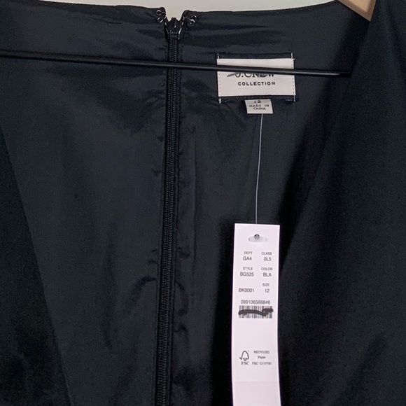 NWT J. Crew Collection Puff Sleeve Midi Dress In Cotton Poplin In Black - Picture 4 of 6